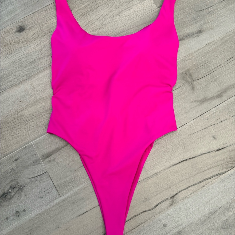 Sugarfree hot pink, one piece, Brazilian cut swimsuit